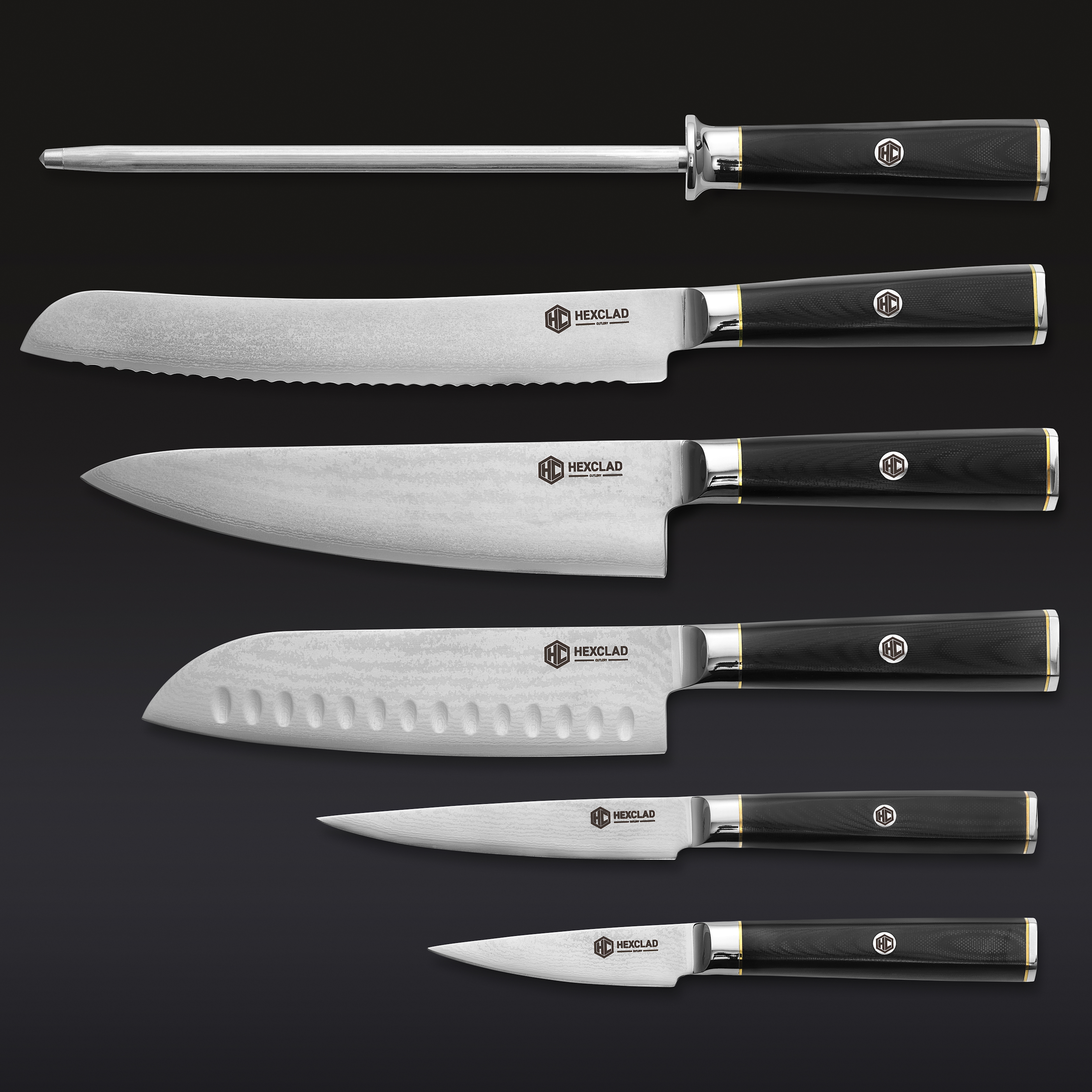Master Series Damascus Steel Knife Set, 6-pc